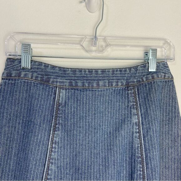 Vtg 90s Y2K  Womens Denim Midi Skirt Size 4 Buttoned Down Striped Hippie Western - Picture 8 of 14
